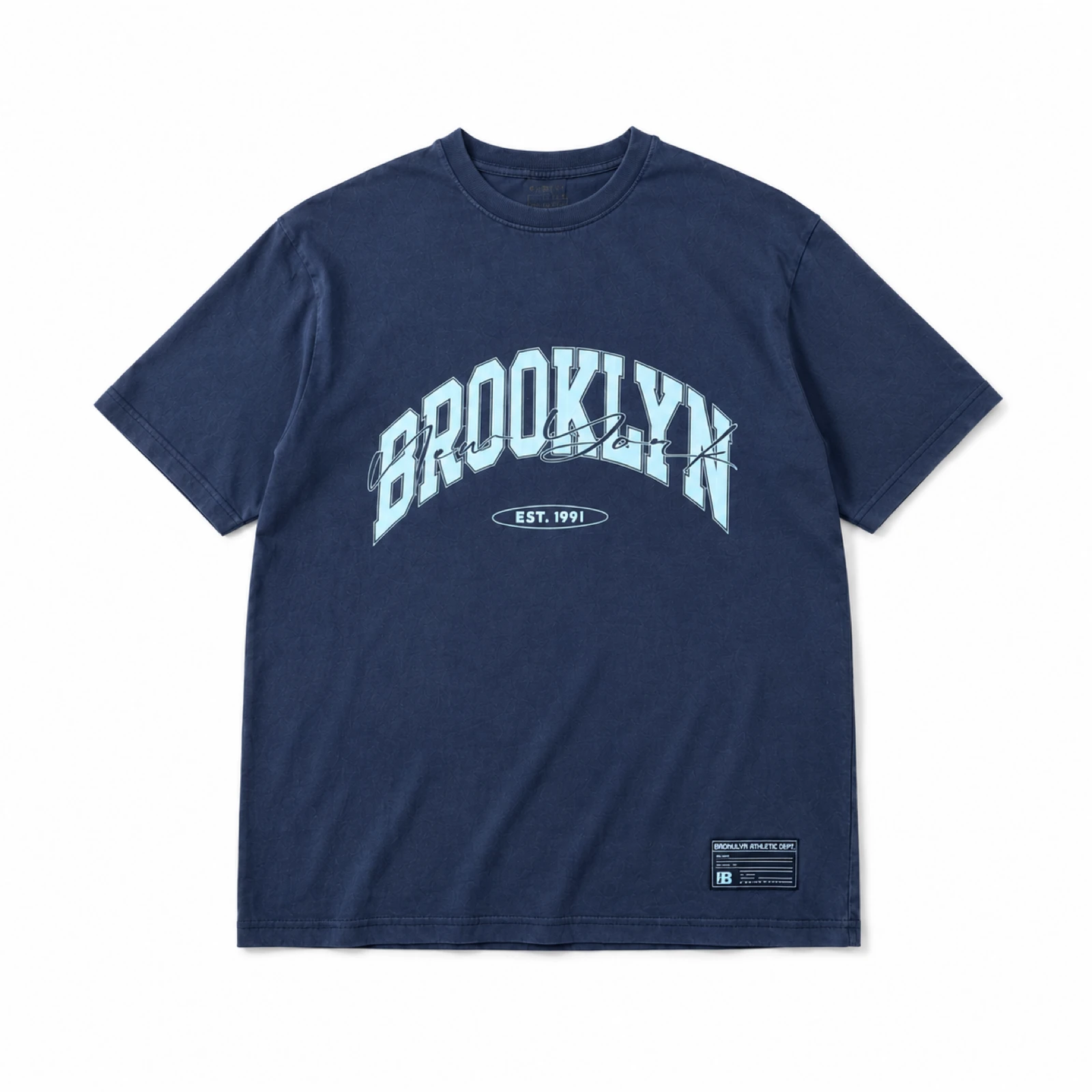 Camiseta Pull&Bear Brooklyn Azul Marino | Estilo Oversize Urbano